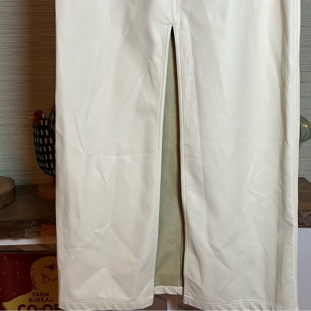 Free People City Slicker Faux Leather Vegan Maxi Skirt Size 0 Cream Ivory Boho - Picture 7 of 10